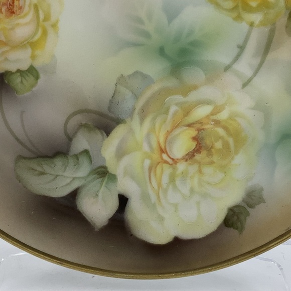Vintage Prov Saxe ES Germany Yellow Roses Handled Cake Plate - Picture 2 of 10